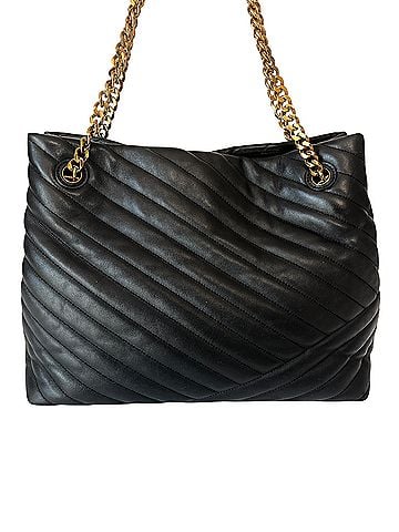 Tory Burch Kira Chevron Quilted Black Leather Chain Strap  Leather Tote (view 2)