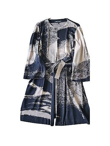MING WANG Abstract Jacquard Belted Knit Jacket Jacket (view 1)