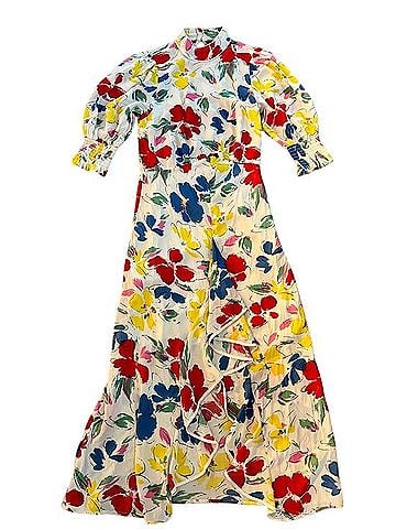 Rixo London white floral maxi with puff sleeves and ruffle  Casual Dress (view 1)