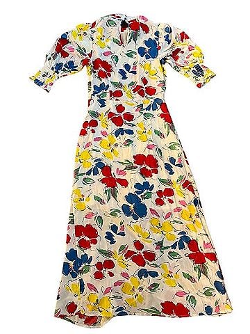 Rixo London white floral maxi with puff sleeves and ruffle  Casual Dress (view 2)