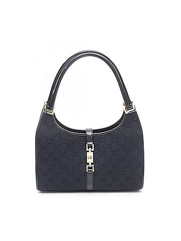Gucci Gucci Jackie GG Canvas Handbag, and Leather, Women's, Black, 002-1068 (view 1)