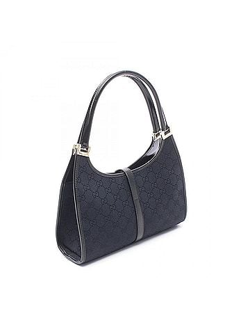 Gucci Gucci Jackie GG Canvas Handbag, and Leather, Women's, Black, 002-1068 (view 2)