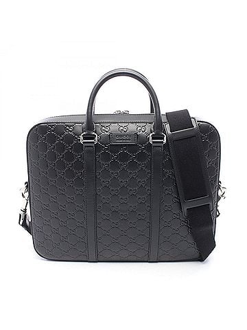 Gucci Gucci Guccissima 2-Way Briefcase Handbag Leather Men's Black 435322 (view 1)