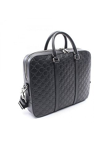 Gucci Gucci Guccissima 2-Way Briefcase Handbag Leather Men's Black 435322 (view 2)
