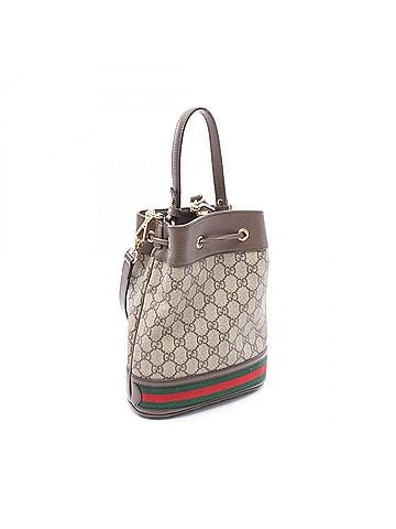 Gucci Gucci Ophidia GG Supreme Small Bucket Drawstring 2-Way Handbag, Coated Canvas Leather, Women's, Beige/Brown, 550621 (view 2)
