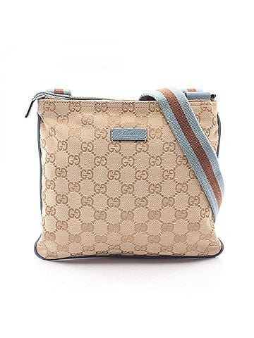 Gucci Gucci shoulder bag/handbag, canvas and leather, women's, beige, blue, brown, 146309 (view 1)