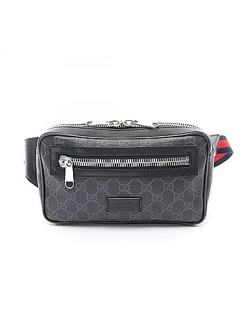 Gucci Gucci Soft GG Supreme Sherry Line Waist Bag/Handbag, Coated Canvas and Leather, Men's, Black/Gray, 474293 (view 1)