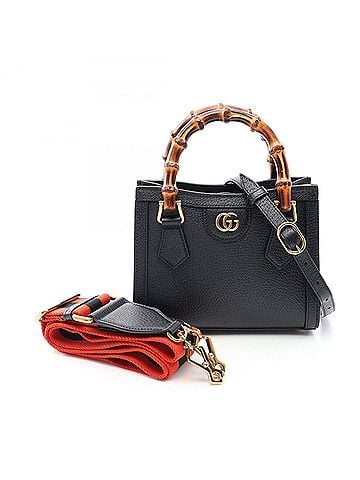 Gucci Gucci Diana Mini Bamboo 2-Way Tote Bag/Handbag, Leather, Women's, Black (702732) (view 1)