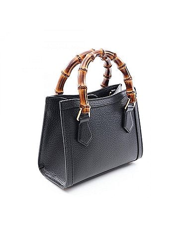 Gucci Gucci Diana Mini Bamboo 2-Way Tote Bag/Handbag, Leather, Women's, Black (702732) (view 2)