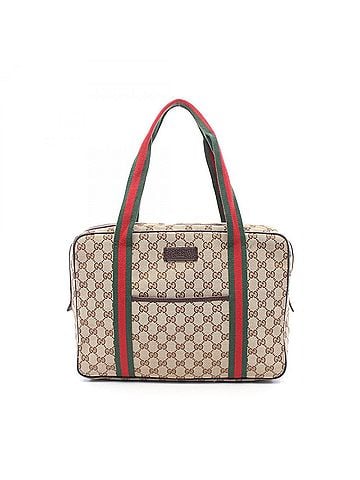 Gucci Gucci GG Canvas Tote Bag Handbag, and Leather, Women's, Beige, Brown, Multicolor, 189753 (view 1)