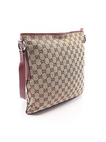 Gucci Gucci GG Canvas Shoulder Bag/Handbag, and Leather, Women's, Beige/Burgundy, 113013 (view 2)