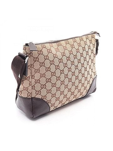 Gucci Gucci GG Canvas Shoulder Bag/Handbag, and Leather, Women's, Beige/Brown, 114273 (view 2)