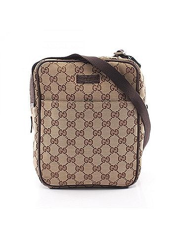 Gucci Gucci GG Canvas Shoulder Bag/Handbag, and Leather, Men's/Women's, Beige/Brown, Item No. 122759 (view 1)