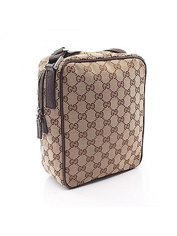 Gucci Gucci GG Canvas Shoulder Bag/Handbag, and Leather, Men's/Women's, Beige/Brown, Item No. 122759 (view 2)