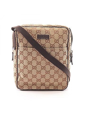 Gucci Gucci GG Canvas Shoulder Bag/Handbag, and Leather, Men's/Women's, Beige/Brown, Item No. 122759 (view 1)