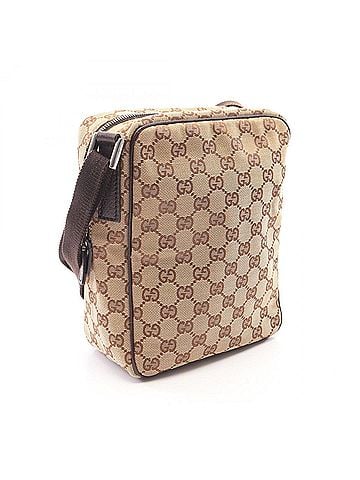 Gucci Gucci GG Canvas Shoulder Bag/Handbag, and Leather, Men's/Women's, Beige/Brown, Item No. 122759 (view 2)