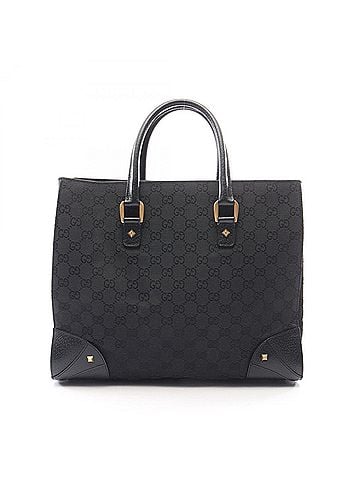 Gucci Gucci GG Canvas Handbag, and Leather, Women's, Black, Item No. 120897 (view 1)