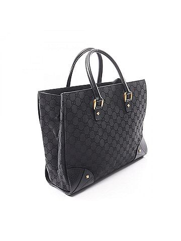 Gucci Gucci GG Canvas Handbag, and Leather, Women's, Black, Item No. 120897 (view 2)