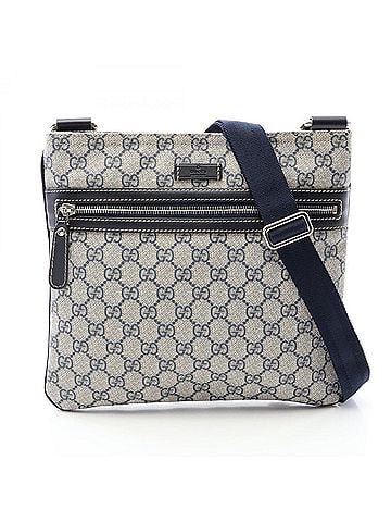 Gucci Gucci GG Supreme Shoulder Bag/Handbag, Coated Canvas and Leather, Women's, Beige/Navy, Item Number 295257 (view 1)
