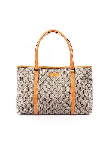 Gucci Gucci GG Supreme Tote Bag Handbag, Coated Canvas Leather, Women's, Beige/Orange, 114595 (view 1)