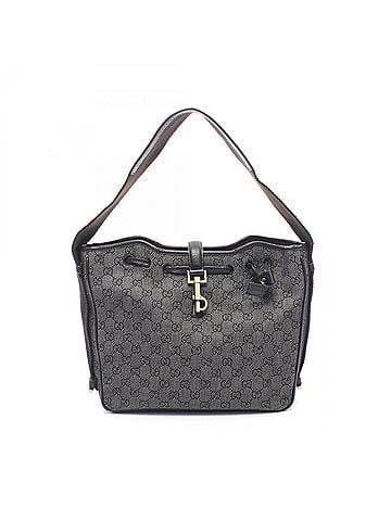 Gucci Gucci GG Denim Shoulder Bag Handbag, Leather, Women's, Black (92732) (view 1)