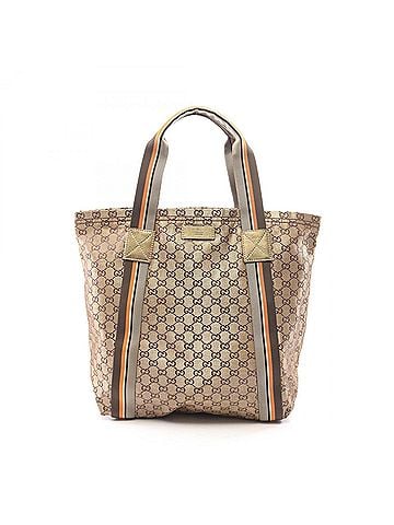Gucci Gucci GG pattern tote bag/handbag, canvas, women's, gold/brown, 189669 (view 1)
