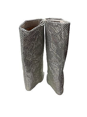 Forever 21 Metallic Mesh Heeled Boots Heels (view 2)