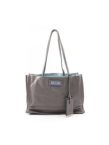 Prada Prada GLACE'CALF Etiquette Tote Bag Handbag Leather Women's Gray 1BG122 (view 1)