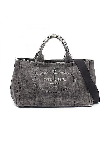 Prada Prada Canapa Denim 2-Way Tote Bag/Handbag, Denim, Women's, Gray (view 1)