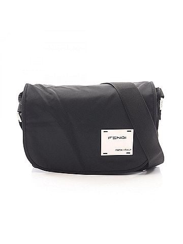Fendi Fendi logo plate shoulder bag/handbag, nylon, men's/women's, black, 26774 (view 1)