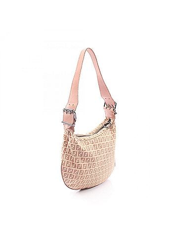 Fendi Fendi Zucchino Shoulder Bag/Handbag, Canvas and Leather, Women's, Ivory/Pink, 8BR228 (view 2)