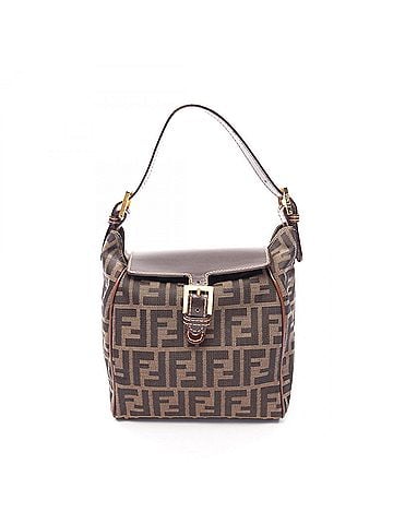 Fendi Fendi Zucca Handbag, Canvas and Leather, Women's, Brown, 15214 (view 1)