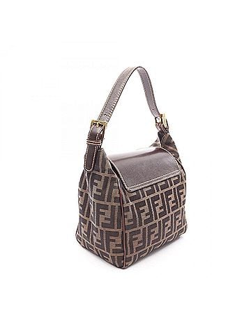Fendi Fendi Zucca Handbag, Canvas and Leather, Women's, Brown, 15214 (view 2)