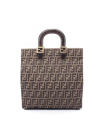 Fendi Fendi Zucca Tote Bag Handbag, Canvas and Leather, Women's, Brown (view 1)