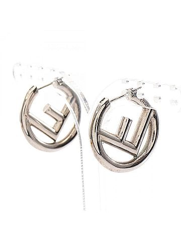 Fendi Fendi F is Hoop Earrings, Stainless Steel, Silver Tone, Women's Jewelry (view 1)