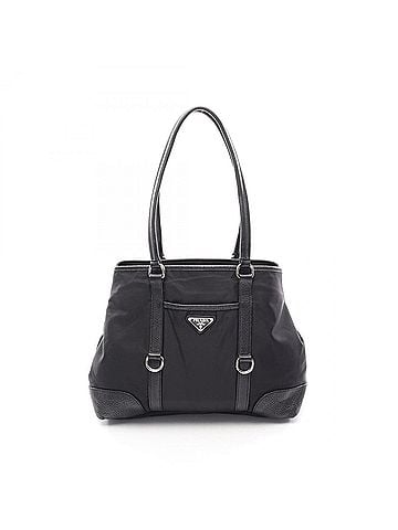 Prada Prada Triangle Logo Tote Bag Handbag Nylon Leather Women's Black (view 1)