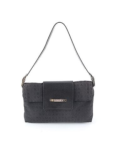 Bvlgari Excellent condition Bvlgari Logomania leather and canvas one-shoulder bag, shoulder handbag, black, women's. (view 1)