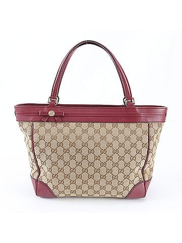 Gucci Excellent condition Gucci GG canvas Mayfair ribbon 257061 leather tote bag/handbag/shoulder bag for women. (view 1)
