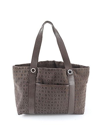 Bvlgari Excellent condition Bvlgari Logomania leather and canvas tote bag/handbag/shoulder bag, brown, men's. (view 1)