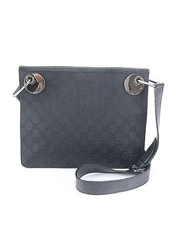 Gucci Excellent condition Gucci GG canvas 120841 leather shoulder bag, crossbody handbag, black, brand name, women's. (view 1)