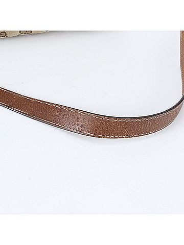 Gucci Excellent condition Gucci GG canvas 120893 leather shoulder bag, crossbody style, brown, women's. (view 2)