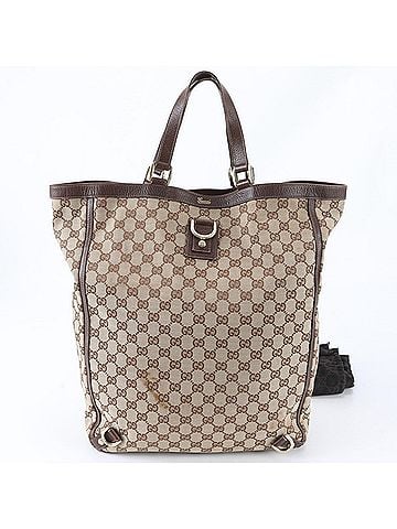 Gucci Excellent condition Gucci GG canvas Abbey 130733 leather tote bag/handbag/shoulder bag for men. (view 1)