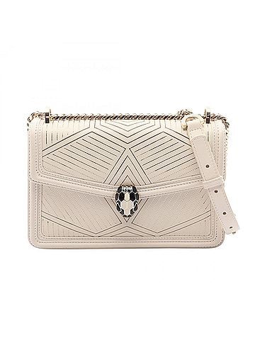 Bvlgari Bulgari BVLGARI Serpenti Diamond Blast Shoulder Bag Handbag Leather Women's White (view 1)