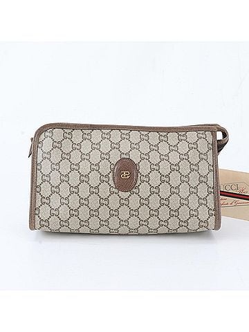 Gucci Excellent condition Gucci GG Plus Supreme leather clutch/handbag/pouch, brown, men's. (view 1)