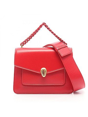 Bvlgari Bulgari BVLGARI Serpenti Forever 2-Way Handbag, Leather, Women's, Red (view 1)
