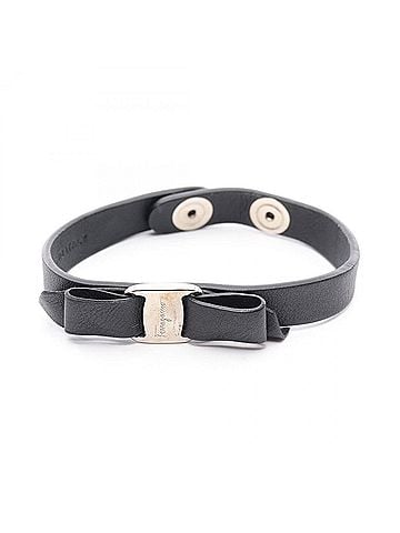 Salvatore Ferragamo Salvatore Ferragamo Vara Ribbon Bracelet, Leather, Women's, Black (view 1)