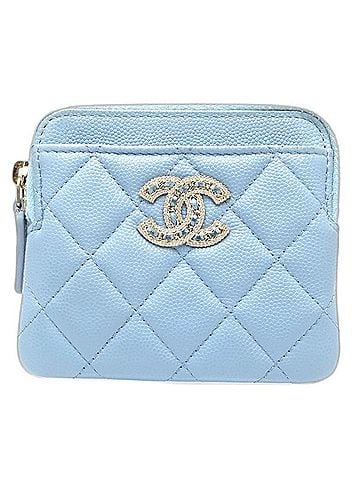 Chanel CHANEL Chanel Wallet/Coin Purse AP2741 Zip Coin Coco Mark Caviar Skin Light Blue Women's 181996 (view 2)