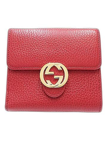 Gucci GUCCI Bi-fold Wallet 615525 Interlocking G Compact Leather Red Women's 182001 (view 2)