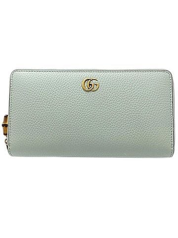 Gucci GUCCI Gucci Long Wallet 739499 Bamboo Round Zipper Leather Pale Green Women's 182002 (view 2)