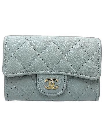 Chanel CHANEL Chanel Wallet/Coin Case Classic Small Flap Wallet Matelassé Caviar Skin Pastel Green Women's 181995 (view 2)